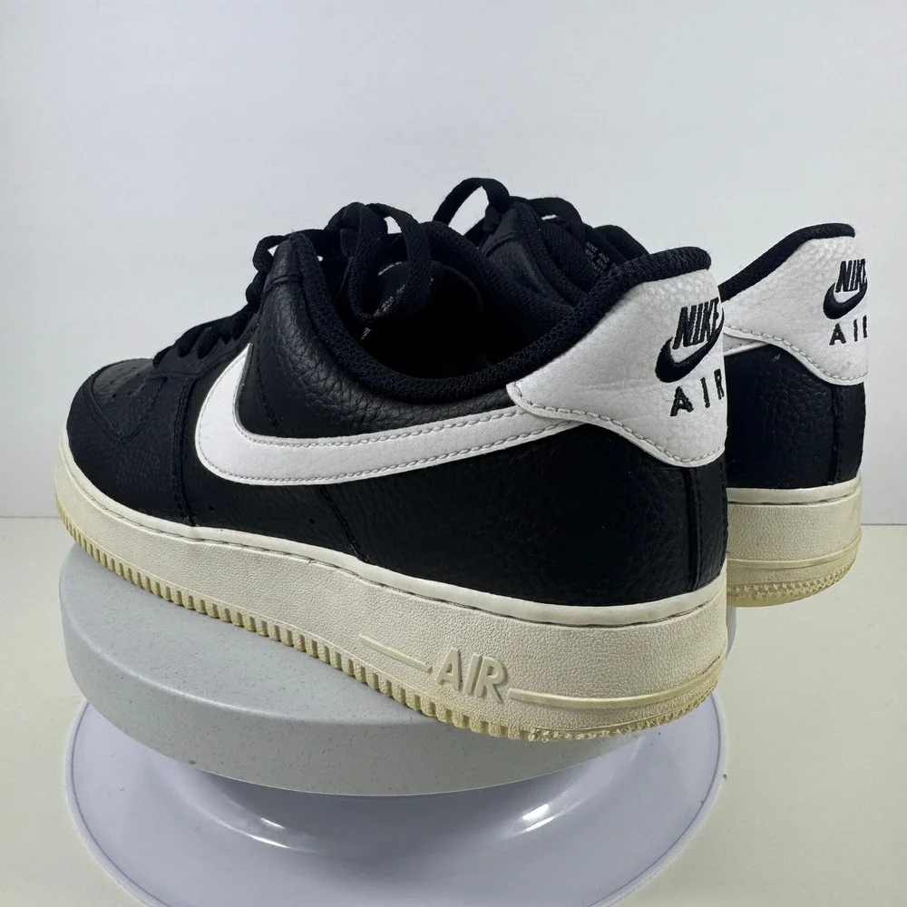 Nike Air‎ Force 1 Low Men Sneakers Black White Leather Casual Shoes Size 10